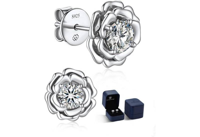 LuxusKollektion Schmuckset Ohrringe Moissanite Silber 925 Labor Diamant 1 Karat-5mm Blumen-Silber von LuxusKollektion
