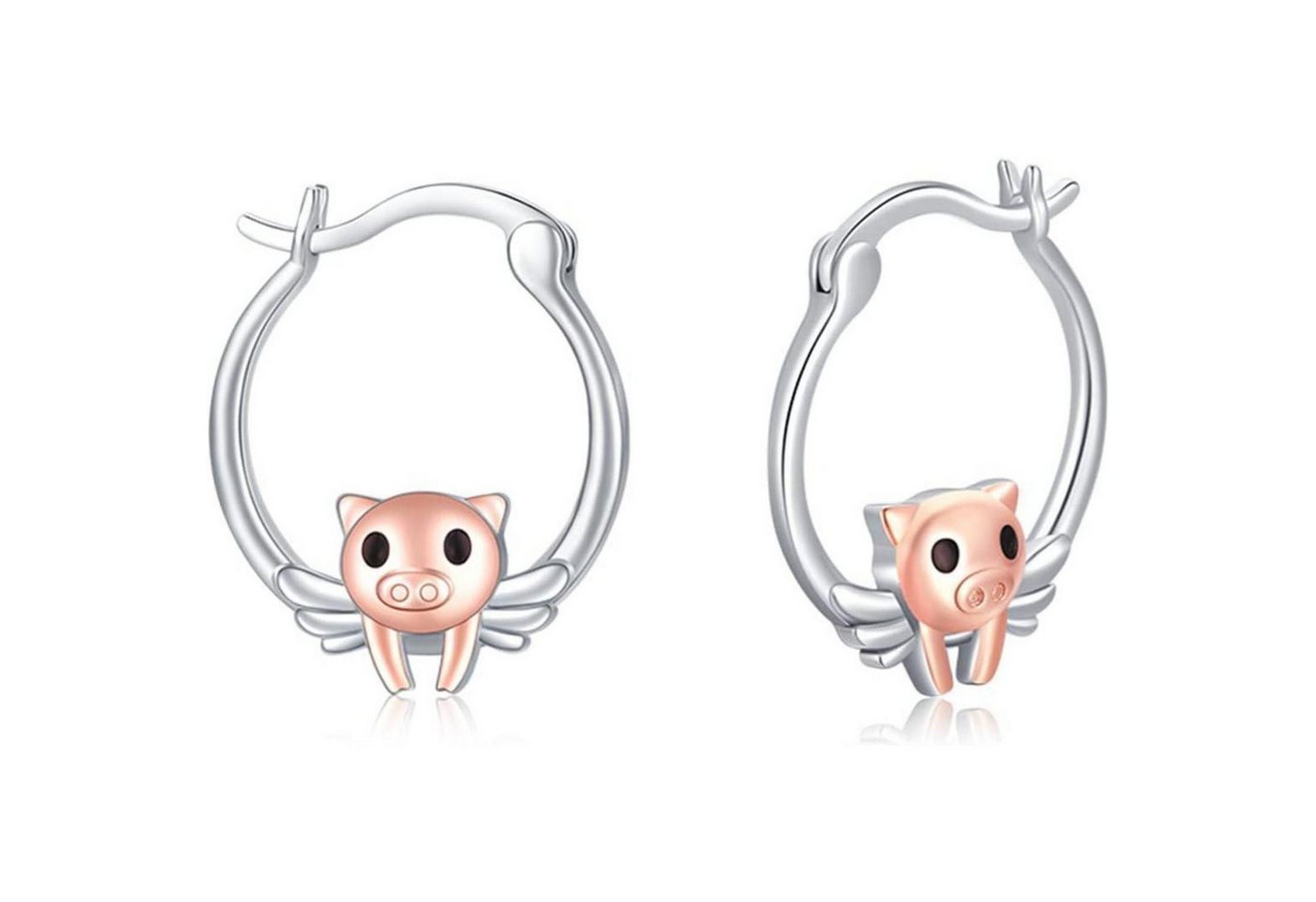 LuxusKollektion Schmuckset Ohrringe Ohrstecker 925 hypoallergene Sterling Silber Schwein Creolen von LuxusKollektion