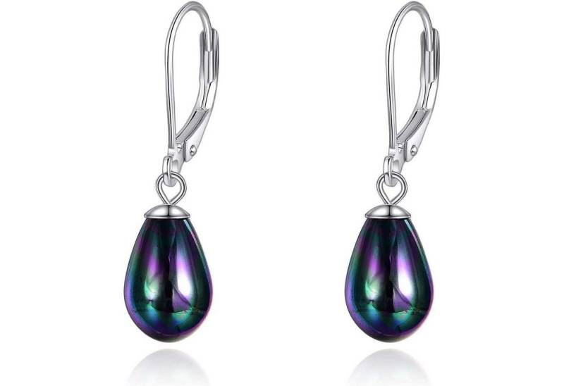 LuxusKollektion Schmuckset Ohrringe Perle Sterling Silber Hängend Damen Mädchen Schwarze Perle-B von LuxusKollektion