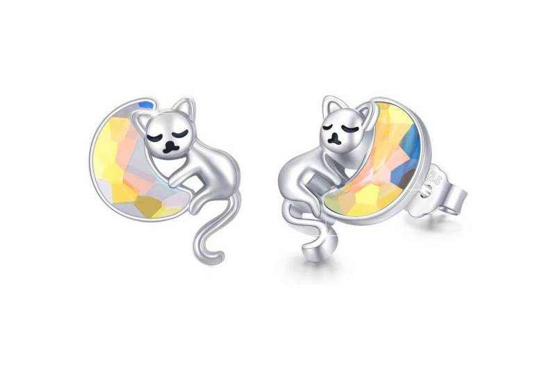 LuxusKollektion Schmuckset Ohrringe S925 Ohrstecker Fledermaus Kolibri katze Kristall Ohrringe von LuxusKollektion