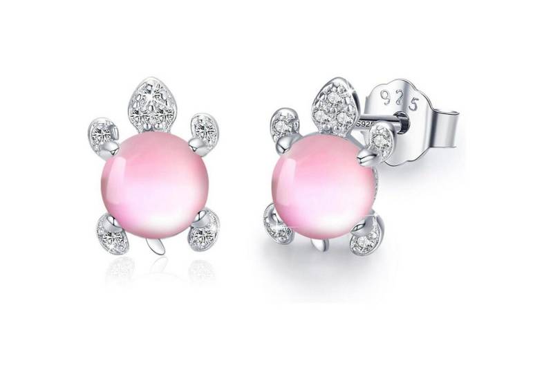 LuxusKollektion Schmuckset Ohrringe Schildkröte 925 Silber Ohrstecker Hypoallergen Rose Quartz von LuxusKollektion