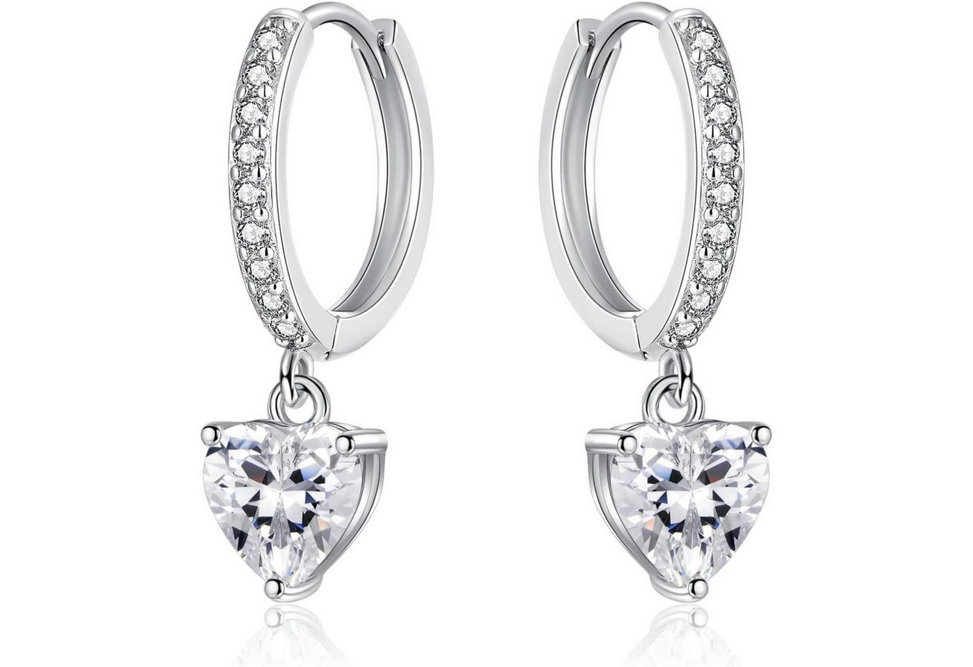 LuxusKollektion Schmuckset Ohrringe Silber 925 Creolen Zirkonia Anhänger Damen Stern Herz-Silber von LuxusKollektion
