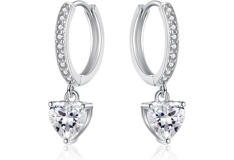 LuxusKollektion Schmuckset Ohrringe Silber 925 Creolen Zirkonia Anhänger Damen Stern Herz-Silber von LuxusKollektion