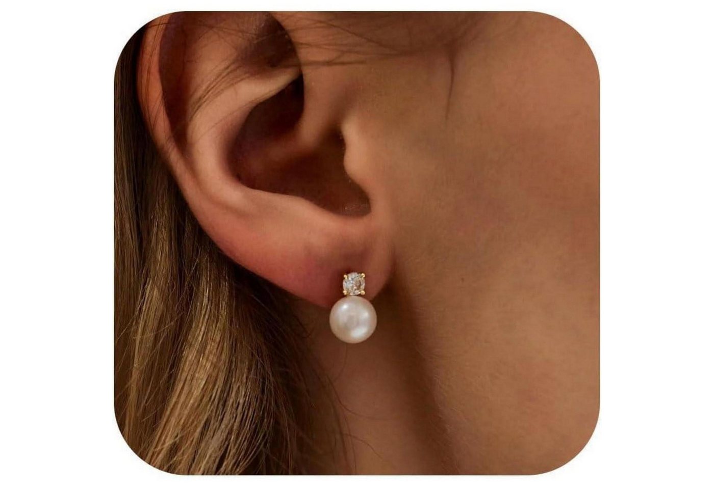 LuxusKollektion Schmuckset Ohrringe Silber 925 Stecker Süßwasserperlen Braut Geschenk 5mm B-Gold von LuxusKollektion