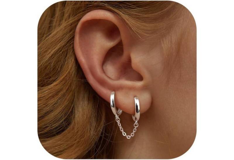 LuxusKollektion Schmuckset Ohrringe Silber 925 Zirkonia Creolen Piercing Silber Doppel-Creolen von LuxusKollektion