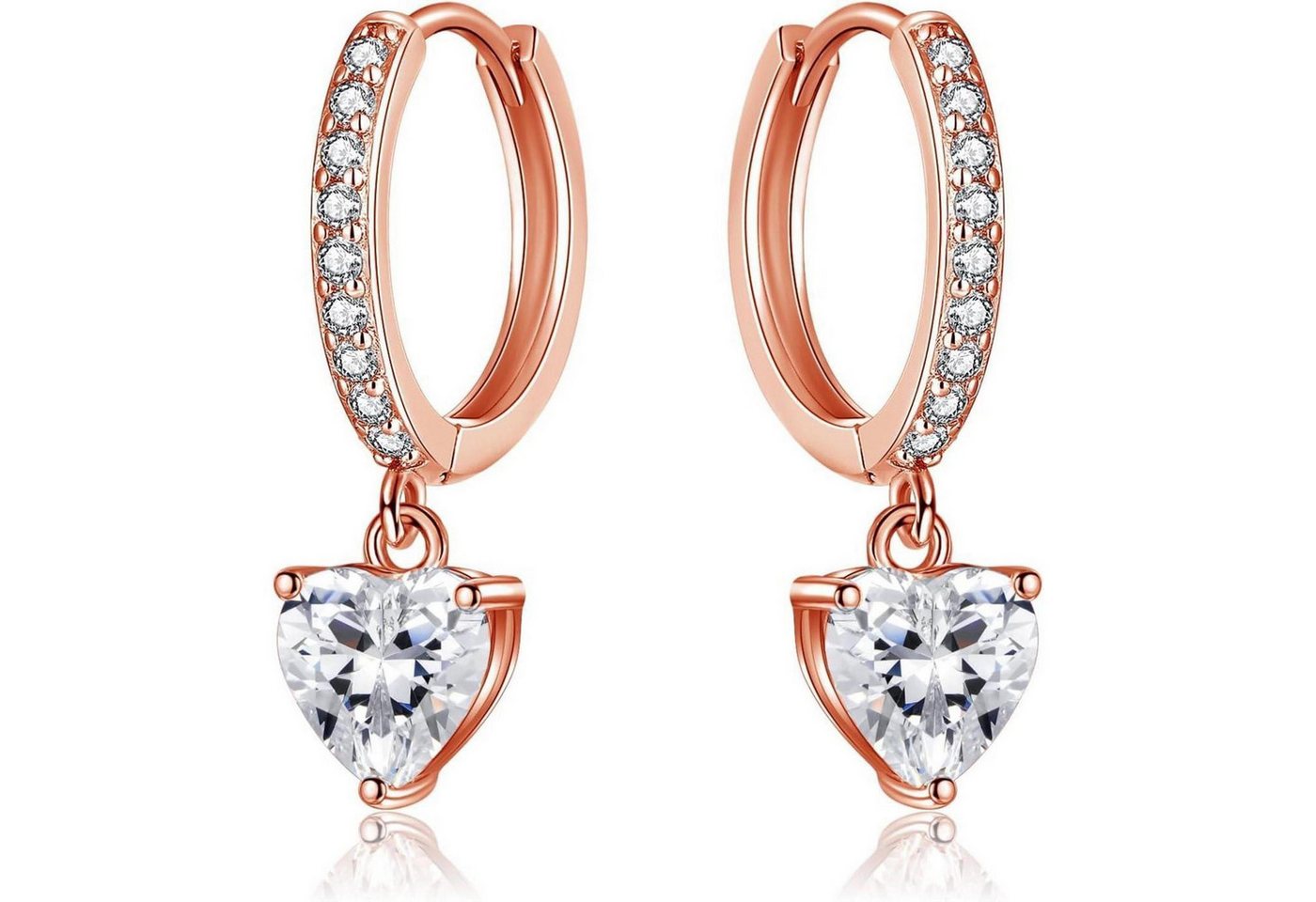 LuxusKollektion Schmuckset Ohrringe Silber 925 Zirkonia Wassertropfen Damen Herz Rosegold von LuxusKollektion