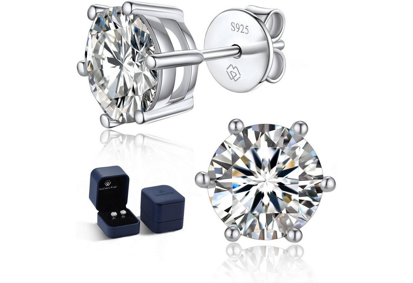 LuxusKollektion Schmuckset Ohrringe Stecker 3 Karat-(1.5ct*2)-7.5mm 1 Silber-Sechszackig von LuxusKollektion