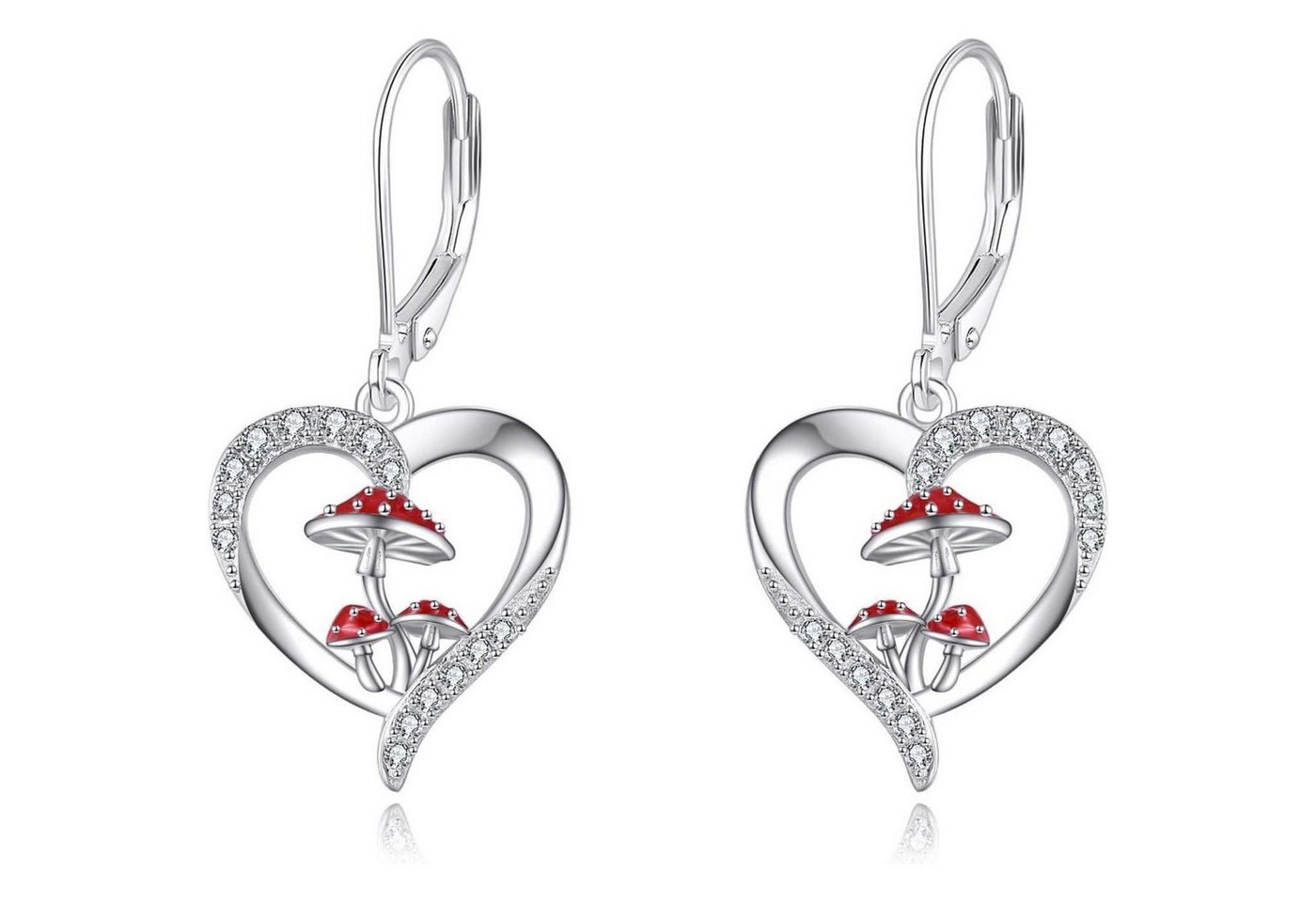 LuxusKollektion Schmuckset Ohrringe Sterling Silber 925 Dangle Heart Frauen Geschenke Pilz von LuxusKollektion