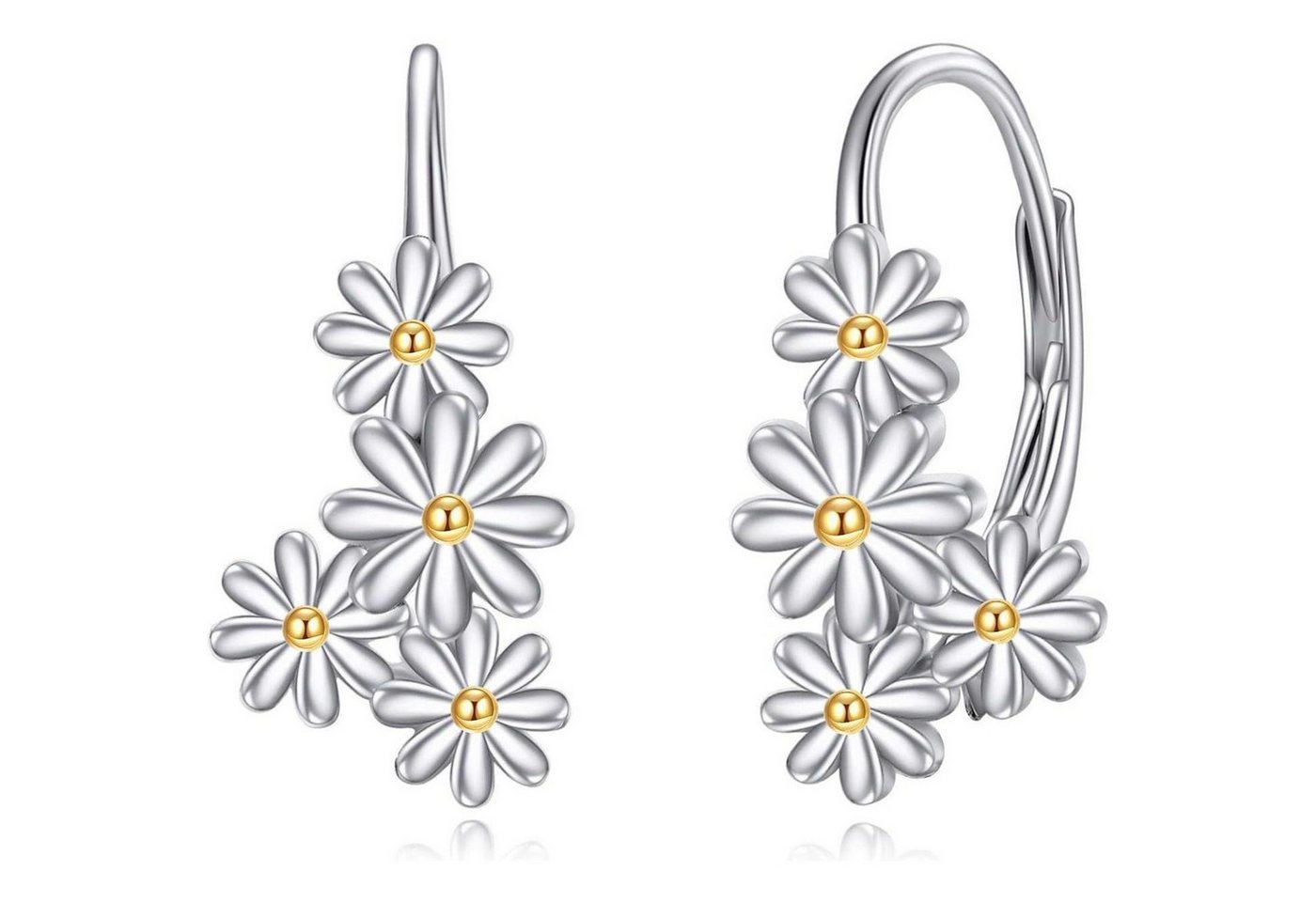 LuxusKollektion Schmuckset Ohrringe Tulip Daisy Sterling Silber Dangle Drop Gänseblümchen Blume von LuxusKollektion