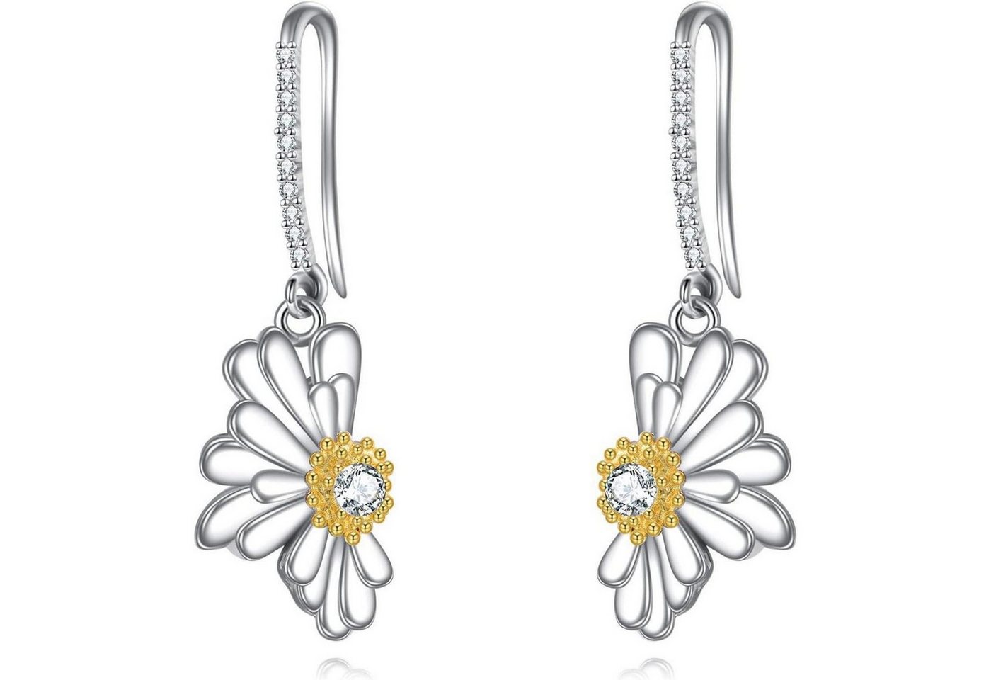 LuxusKollektion Schmuckset Ohrringe Tulip Sterling Silber Drop Blumenschmuck Gänseblümchen von LuxusKollektion