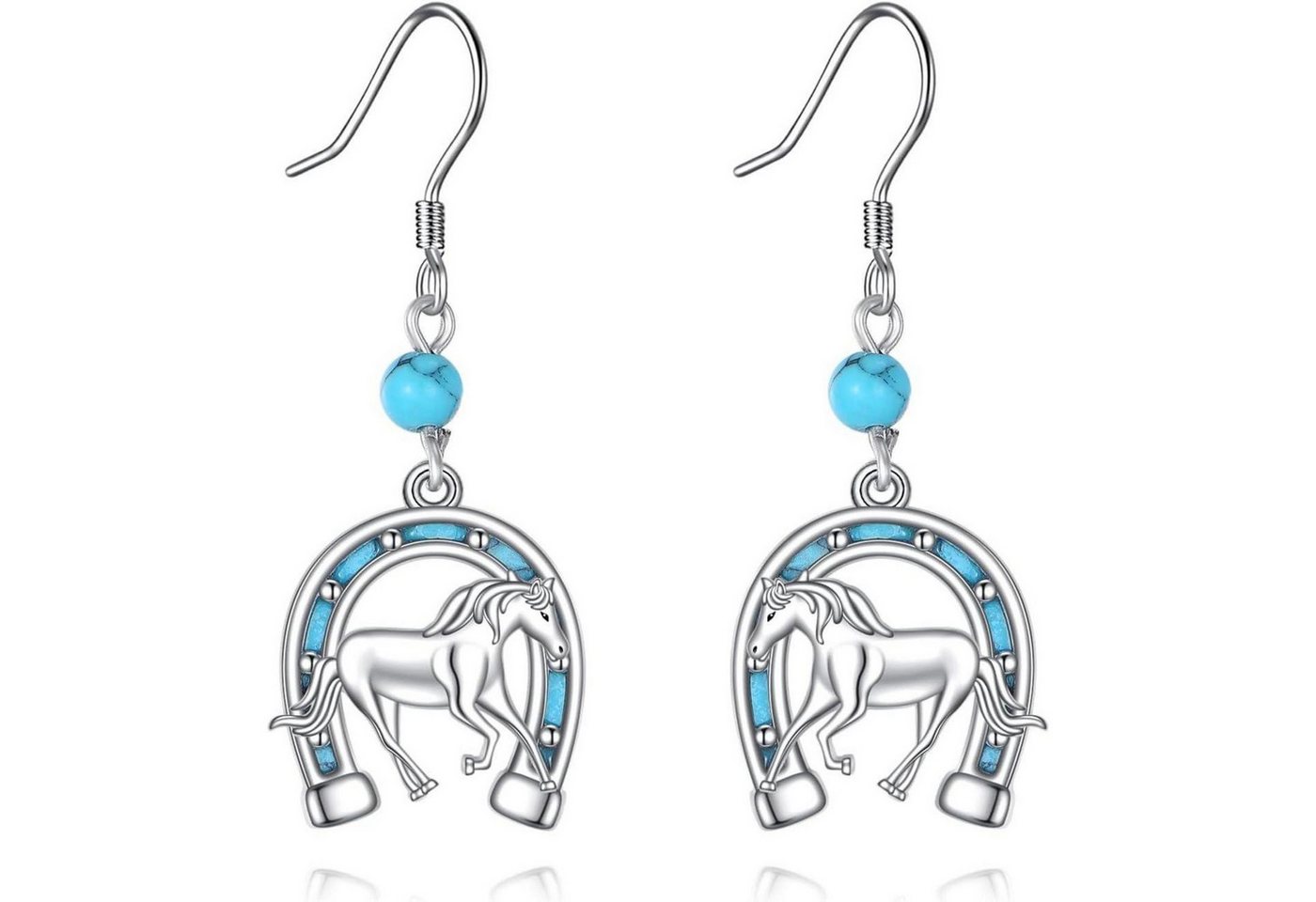 LuxusKollektion Schmuckset Ohrringe Western Cowgirl Sterling Silber Türkis Boho Westliche Pferd von LuxusKollektion