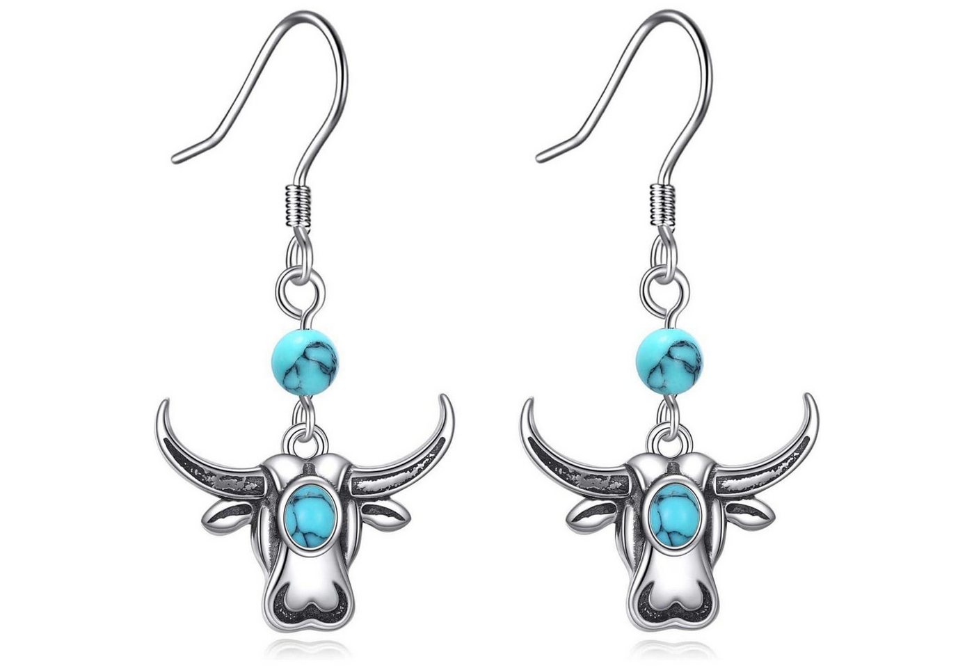 LuxusKollektion Schmuckset Ohrringe Western Sterling Silber Türkis Cowgirl Dangle Westliche Kuh von LuxusKollektion