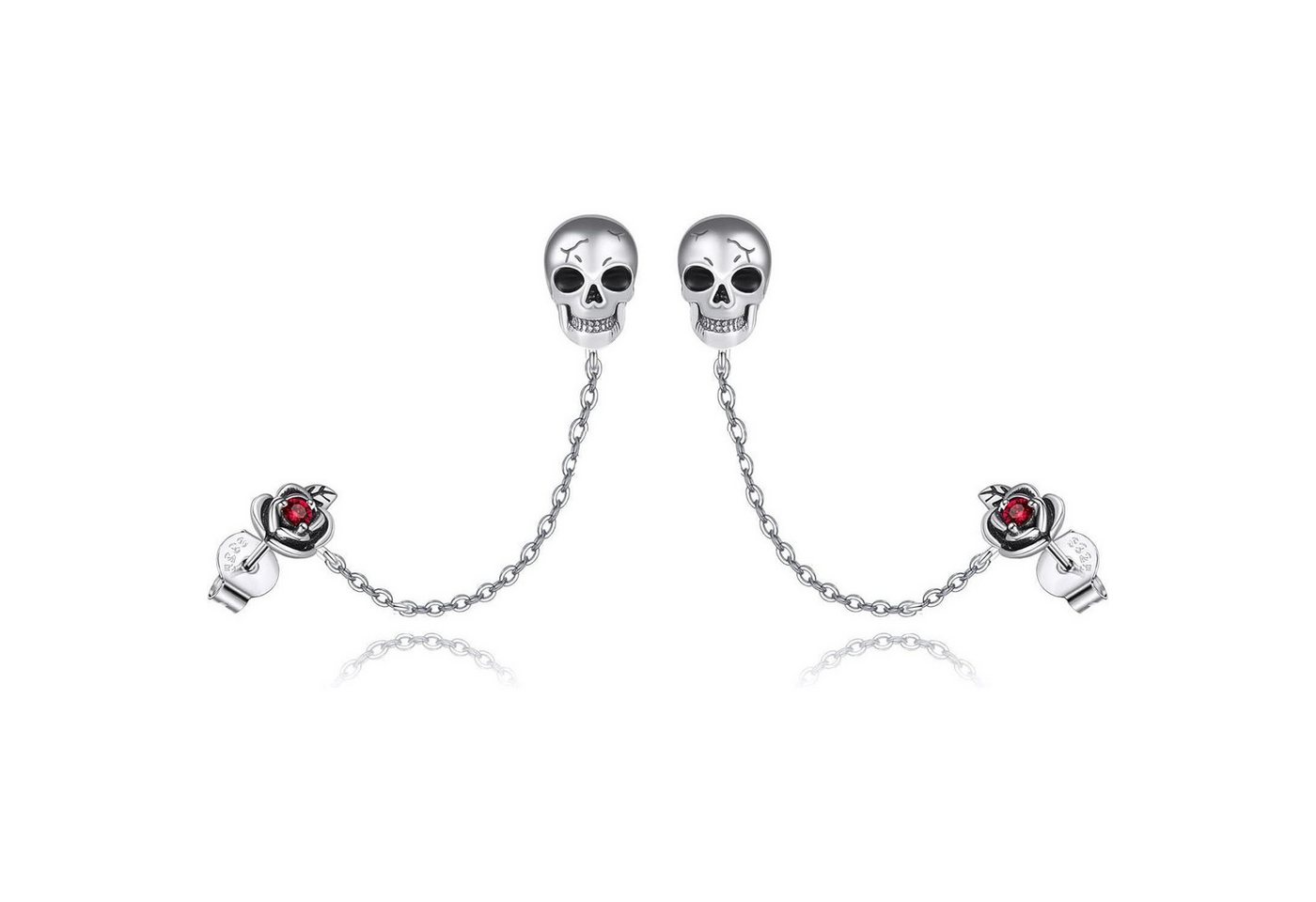 LuxusKollektion Schmuckset Ohrringe Wolf Dinosaurier Wolfskopf Blumen Sterling Totenkopf Rose von LuxusKollektion