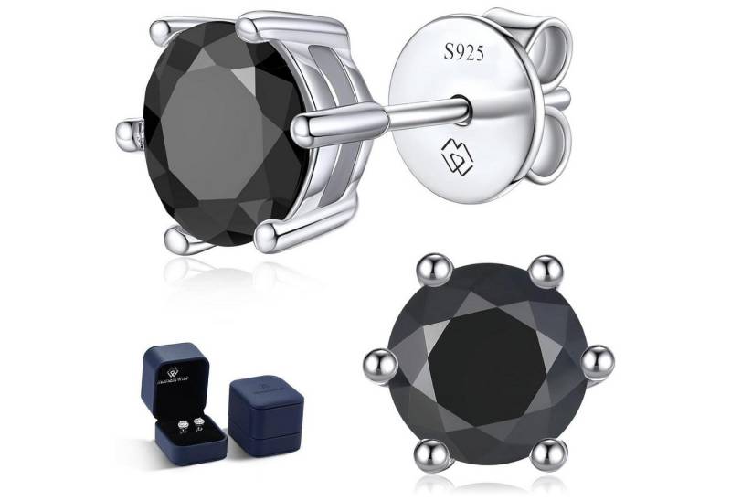 LuxusKollektion Schmuckset Ohrstecker 1 Karat-(0.5ct*2)-5mm 6 ProngSilber Schwarz von LuxusKollektion