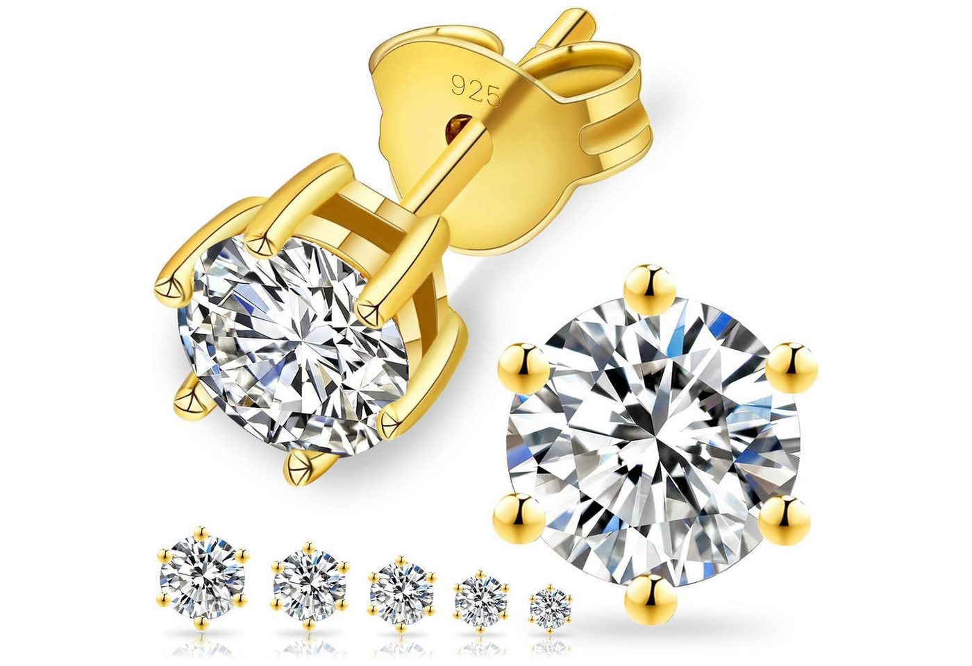 LuxusKollektion Schmuckset Ohrstecker 5,5 mm1,2 ctw0,60 ct Einzel Gold 6-Krappen von LuxusKollektion