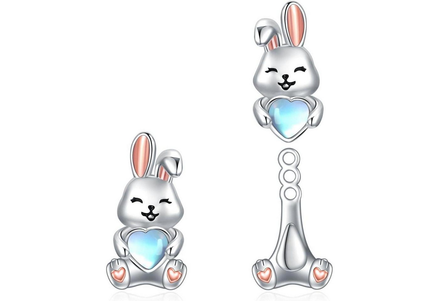 LuxusKollektion Schmuckset Ohrstecker 925 Silber Faultier Axolotl Frosch Kuh Damen Hase von LuxusKollektion