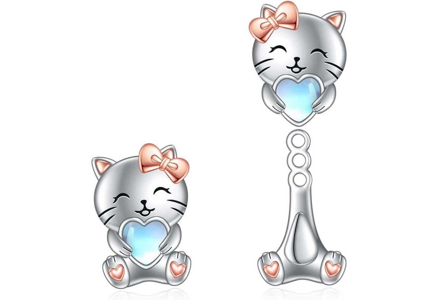 LuxusKollektion Schmuckset Ohrstecker 925 Silber Hase Axolotl Faultier Frosch Kuh Katze von LuxusKollektion