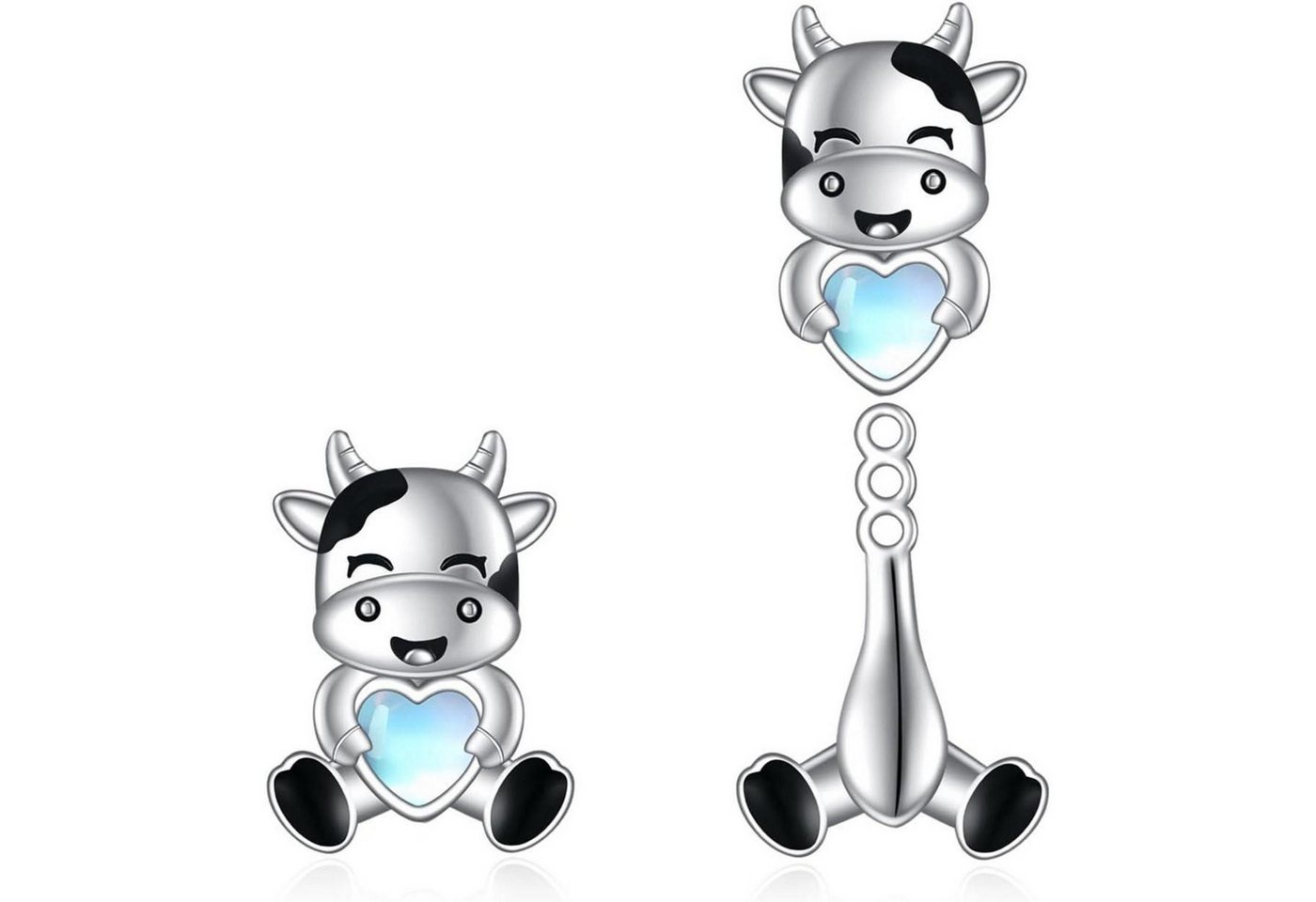 LuxusKollektion Schmuckset Ohrstecker 925 Silber Hase Faultier Axolotl Frosch Damen Kuh von LuxusKollektion