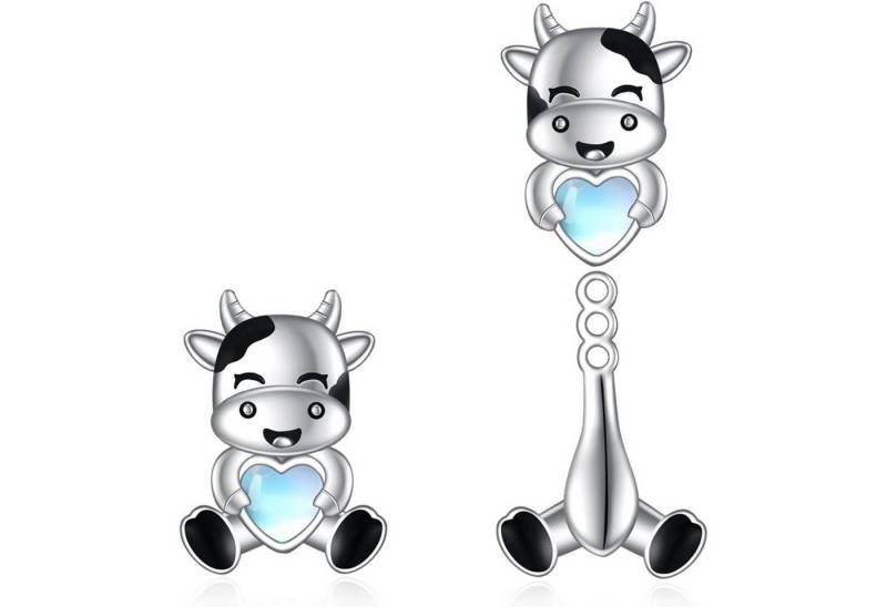 LuxusKollektion Schmuckset Ohrstecker 925 Silber Hase Faultier Axolotl Frosch Damen Kuh von LuxusKollektion