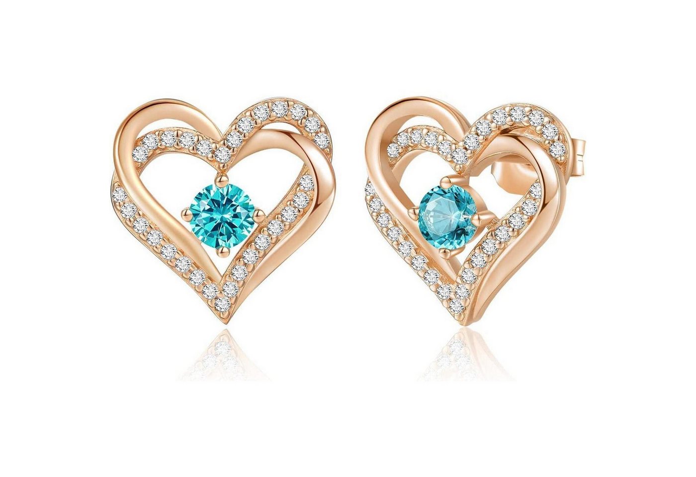 LuxusKollektion Schmuckset Ohrstecker 925 Sterling Silber Herz Geburtsstein Damen Roségold 12 Dec von LuxusKollektion