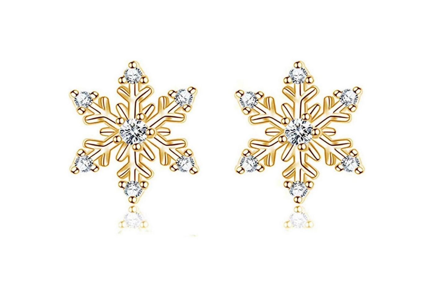 LuxusKollektion Schmuckset Ohrstecker Damen 925 Silber Elch Perle Schneeflocken mit Zirkonia Gold von LuxusKollektion