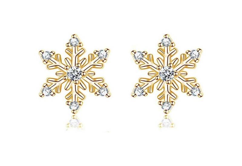 LuxusKollektion Schmuckset Ohrstecker Damen 925 Silber Elch Perle Schneeflocken mit Zirkonia Gold von LuxusKollektion