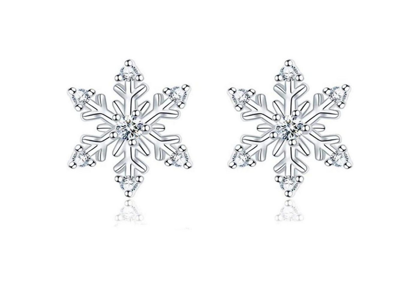 LuxusKollektion Schmuckset Ohrstecker Damen 925 Silber Elch Schneeflocken mit Zirkonia Silber von LuxusKollektion