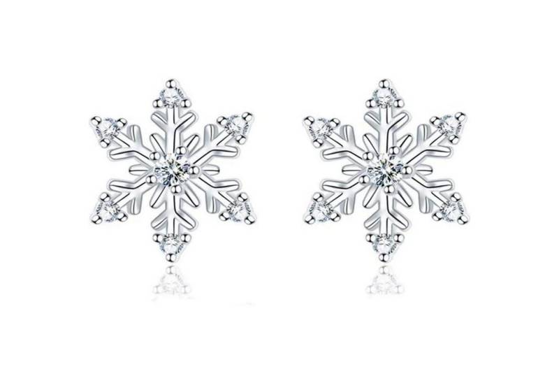 LuxusKollektion Schmuckset Ohrstecker Damen 925 Silber Elch Schneeflocken mit Zirkonia Silber von LuxusKollektion