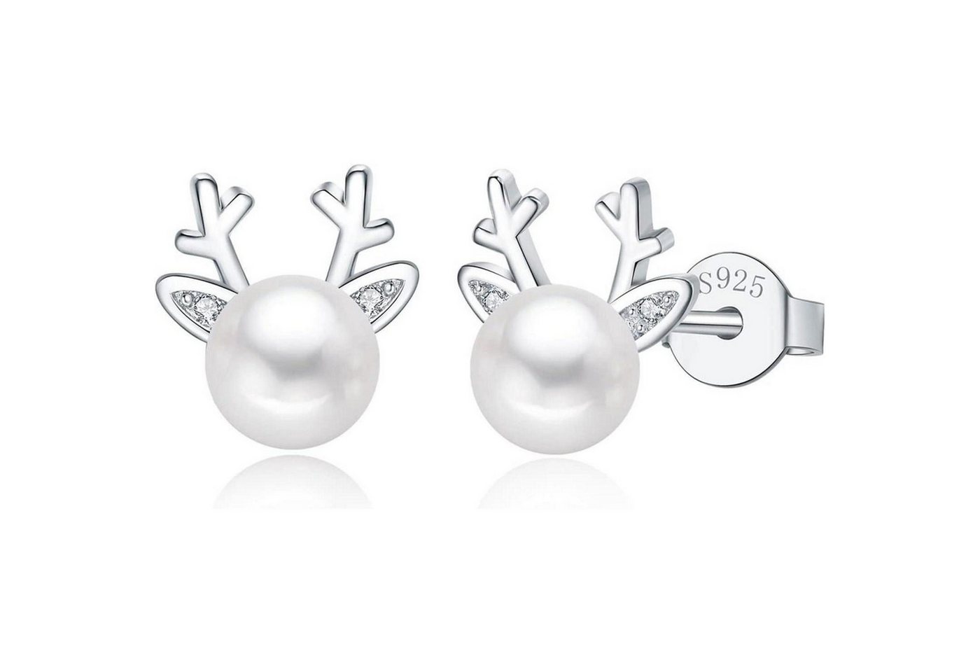 LuxusKollektion Schmuckset Ohrstecker Damen 925 Sterling Schneeflocke Elch Perle Silber von LuxusKollektion