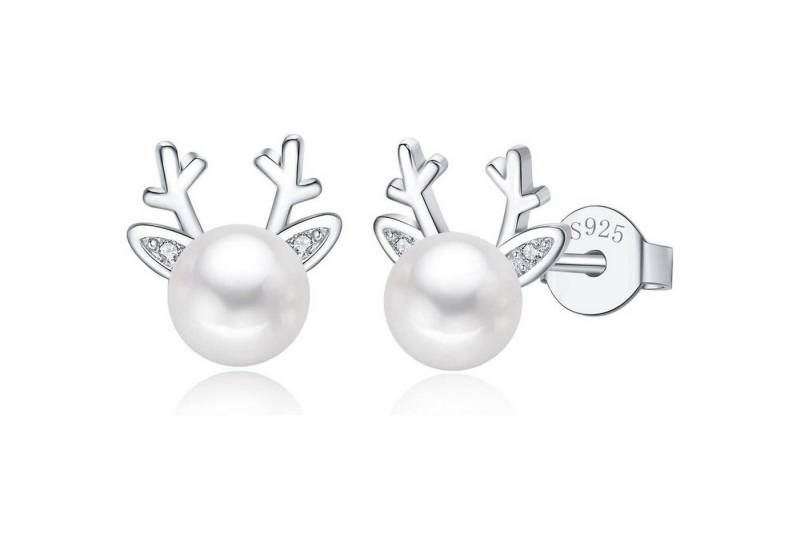 LuxusKollektion Schmuckset Ohrstecker Damen 925 Sterling Schneeflocke Elch Perle Silber von LuxusKollektion