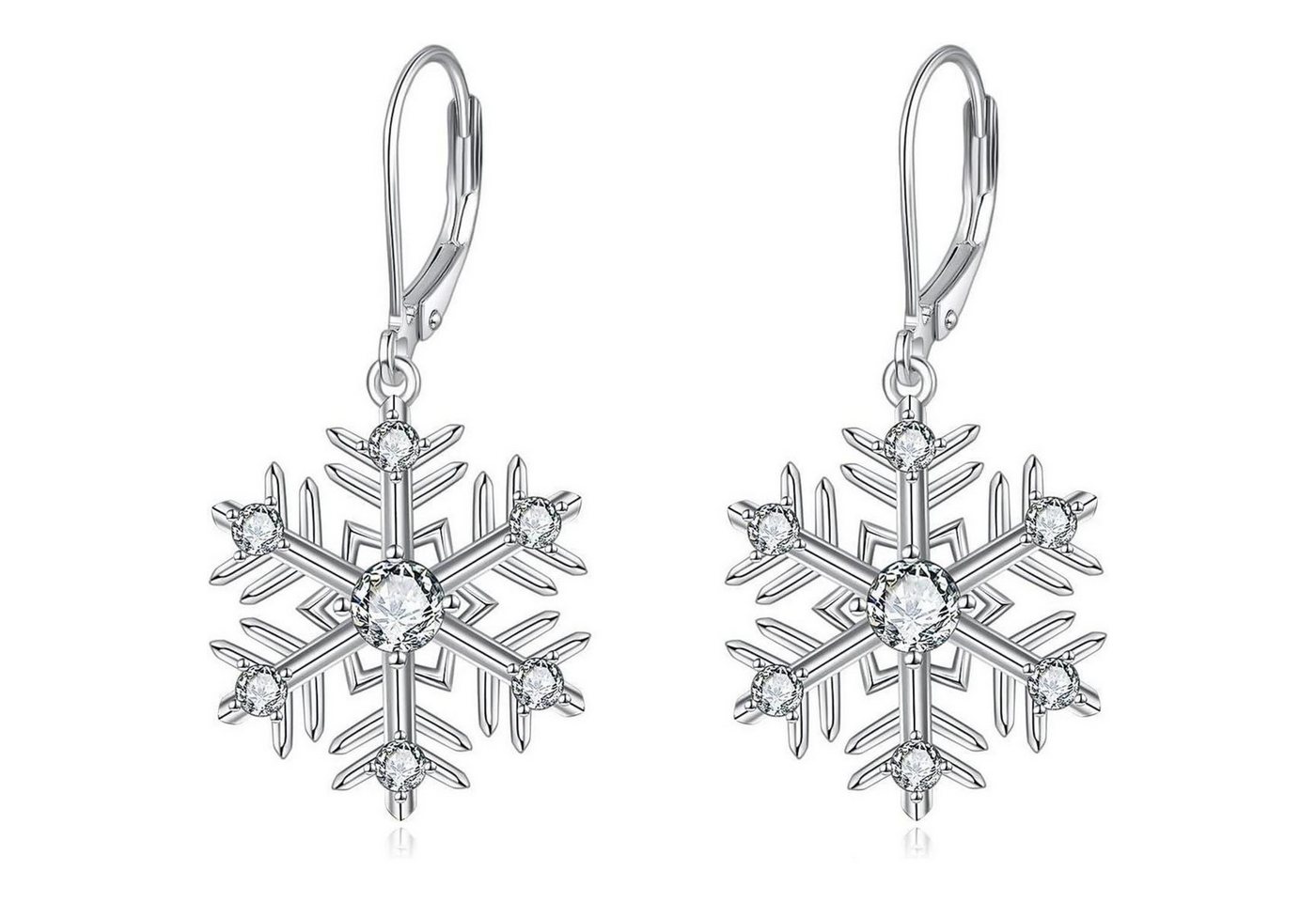 LuxusKollektion Schmuckset Ohrstecker Damen 925 Sterling Silber Schneeflocken Ohrringe von LuxusKollektion