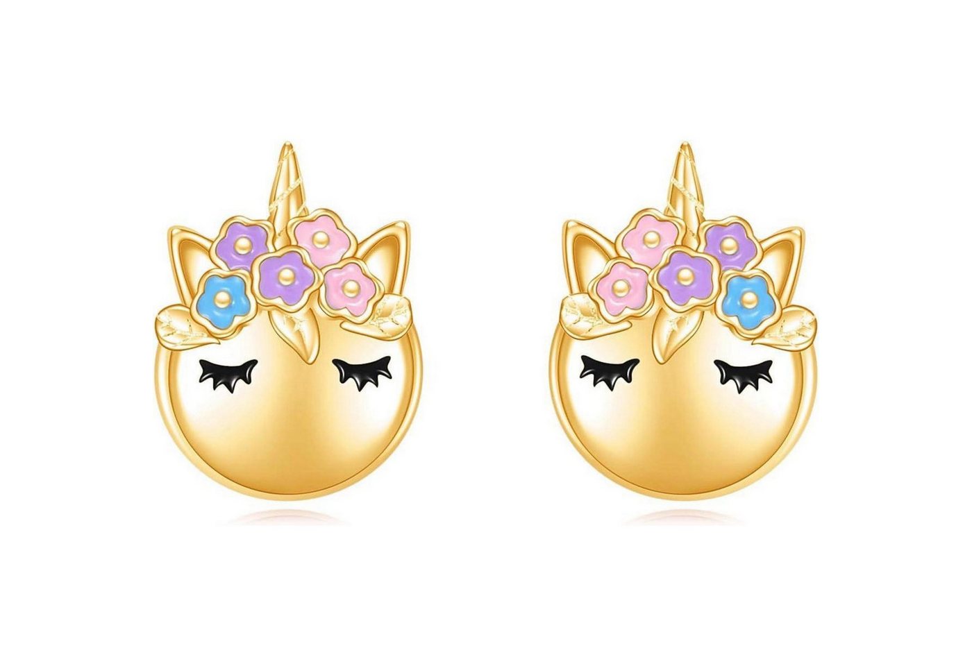 LuxusKollektion Schmuckset Ohrstecker Einhorn 925 Sterling Silber Damen Mädchen Kind Gold von LuxusKollektion