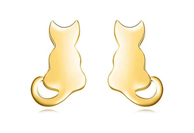 LuxusKollektion Schmuckset Ohrstecker Katze Sterling Silber Damen Mädchen Schmuck Goldene Katze von LuxusKollektion