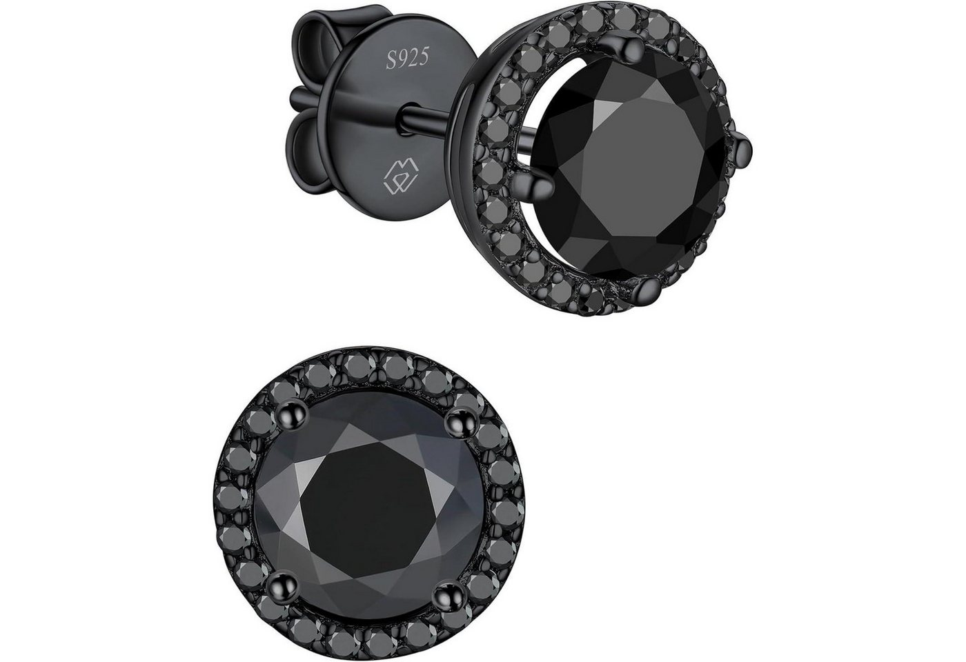 LuxusKollektion Schmuckset Ohrstecker Moissanite 2 Karat-(1ct*2)-6.5mm HaloSchwarz von LuxusKollektion