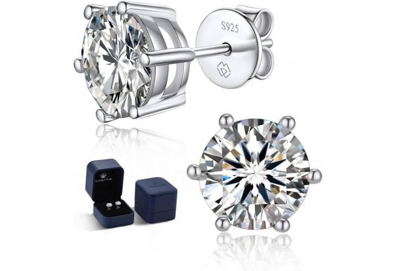 LuxusKollektion Schmuckset Ohrstecker Moissanite 4 Karat-(2ct*2)-6.5mm 1 Silber-Sechszackig von LuxusKollektion