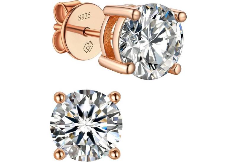 LuxusKollektion Schmuckset Ohrstecker Moissanite Gold 585 2 Karat(1ct*2)-6.5mm Rosegold-4 Prong von LuxusKollektion