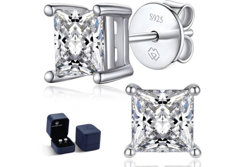 LuxusKollektion Schmuckset Ohrstecker Moissanite Silber 5.5mm-2 Karat(2ct*2) 5 Silber-Quadratisch von LuxusKollektion
