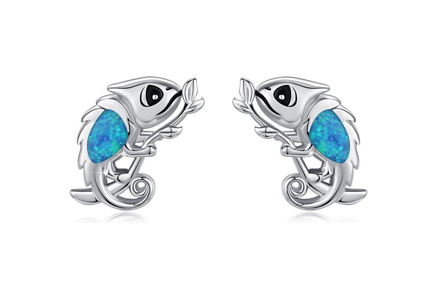 LuxusKollektion Schmuckset Ohrstecker S925 Silver Fledermaus Kolibri Hai Hypoallergen Chamäleon von LuxusKollektion