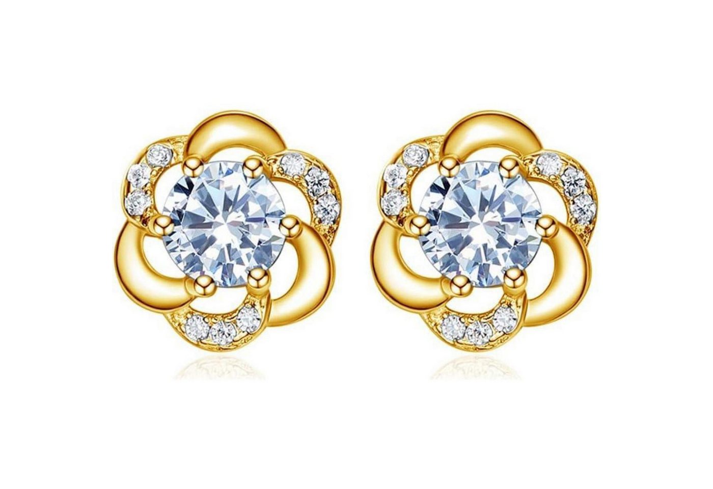 LuxusKollektion Schmuckset Ohrstecker Silber 925 Damen Blumen Zirkonia 5A Gold von LuxusKollektion