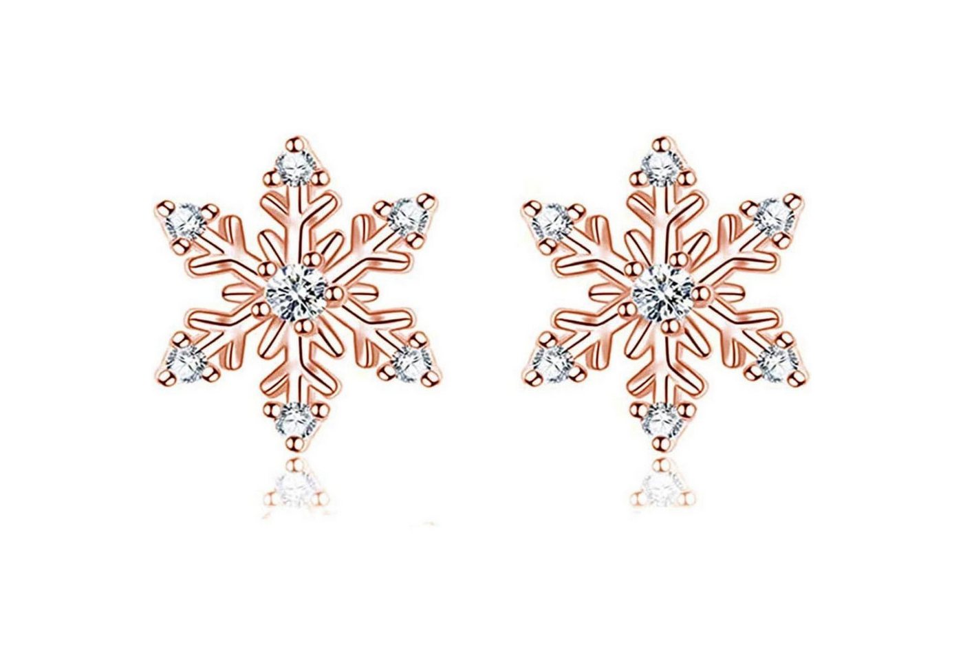 LuxusKollektion Schmuckset Ohrstecker Silber 925 Damen Schneeflocken mit Zirkonia Rose Gold von LuxusKollektion