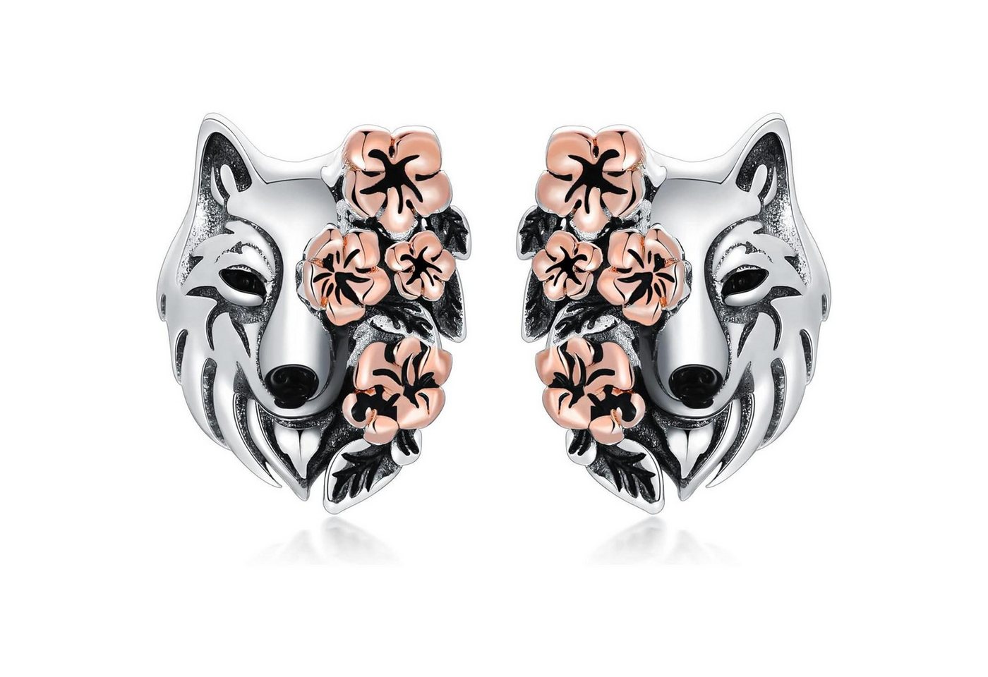 LuxusKollektion Schmuckset Ohrstecker Sterling Silber Dinosaurier Blumen Wolf von LuxusKollektion