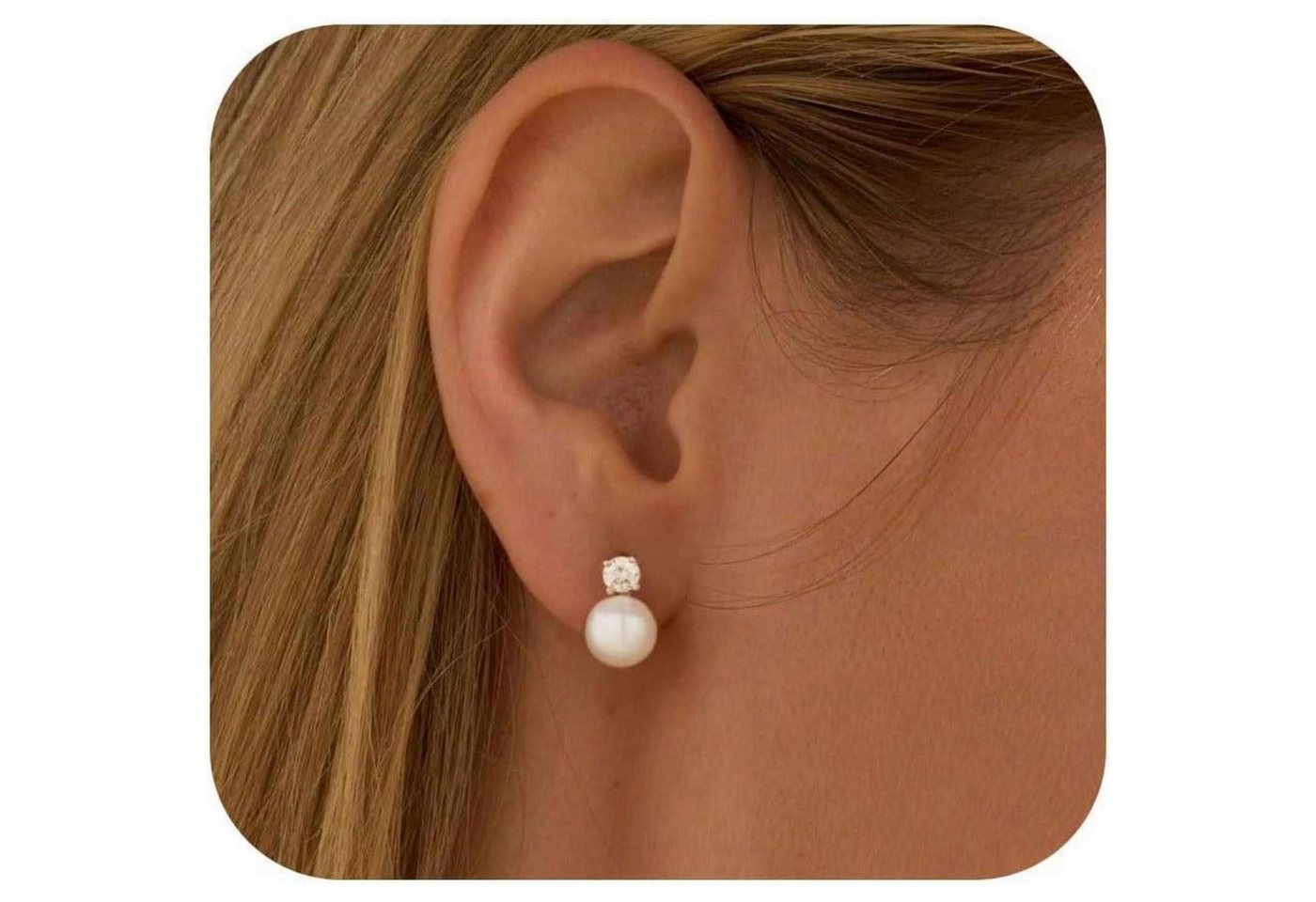 LuxusKollektion Schmuckset Ohrstecker Süßwasserperlen Silber 925 Damen Hypoallergen 8mm B Silber von LuxusKollektion