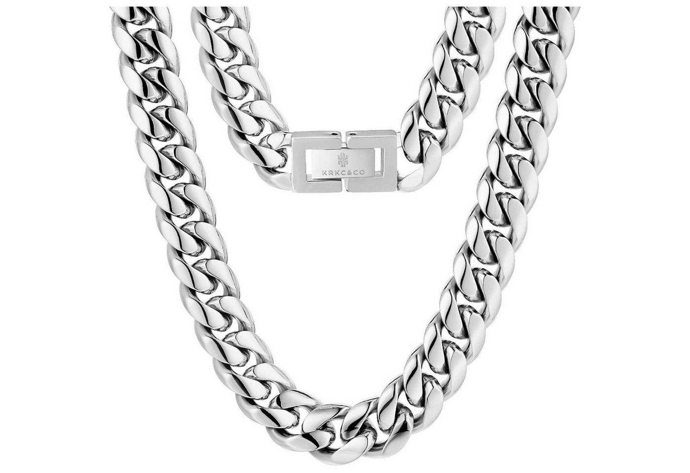 LuxusKollektion Schmuckset Panzerkette Herren 12mm 18K Gold 61.0 Zentimeter Bogen-12mm-Silbrig von LuxusKollektion