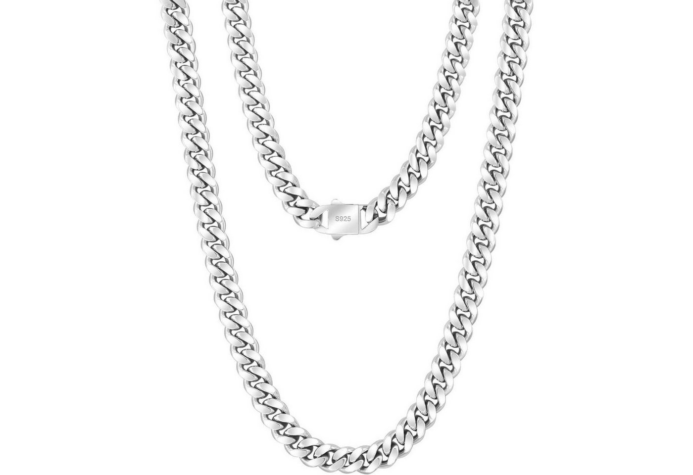 LuxusKollektion Schmuckset Panzerkette Herren Edelstahl 18K 50.8 Zentimeter Flach-8mm-Versilbert von LuxusKollektion