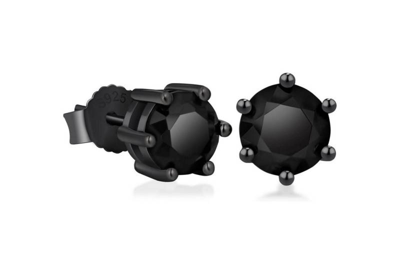 LuxusKollektion Schmuckset S925 Silber Ohrringe Herren Runde Schwarz Oynx Stein 8mm 6er Schwarz von LuxusKollektion