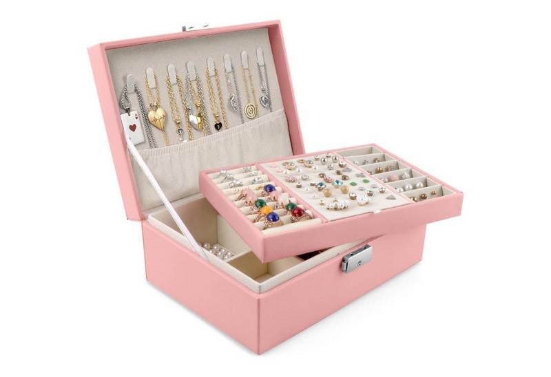 LuxusKollektion Schmuckset Schmuckkästchen Damen Leder Schlüssel groß Ug-rosa von LuxusKollektion