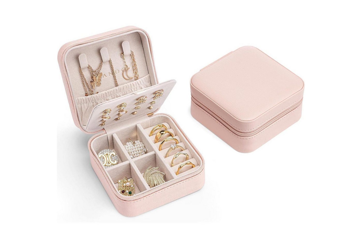 LuxusKollektion Schmuckset Schmuckkästchen Damen Leder für Reise - Ohrringe Halsketten Ringe von LuxusKollektion