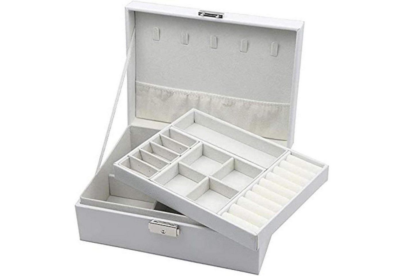 LuxusKollektion Schmuckset Schmuckkästchen Damen Schlüssel Leder Groß Weiß von LuxusKollektion