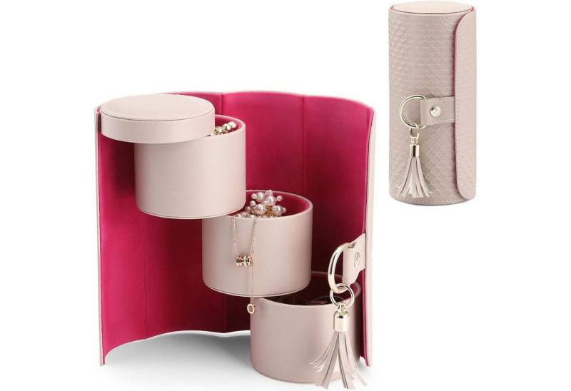 LuxusKollektion Schmuckset Schmuckkästchen Drehbar Leder Ohrring Aufbewahrung Geschenk Grau von LuxusKollektion