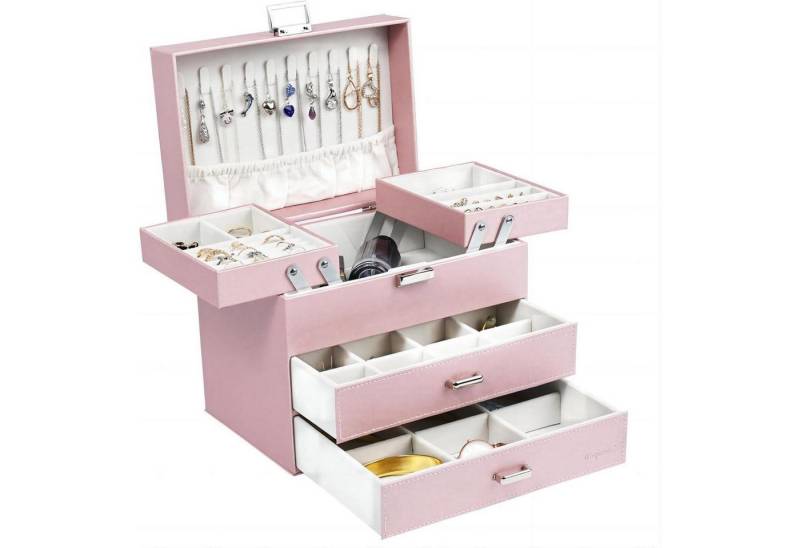 LuxusKollektion Schmuckset Schmuckkästchen Mädchen Schmuckbox Valentinstag Muttertag Rosa von LuxusKollektion